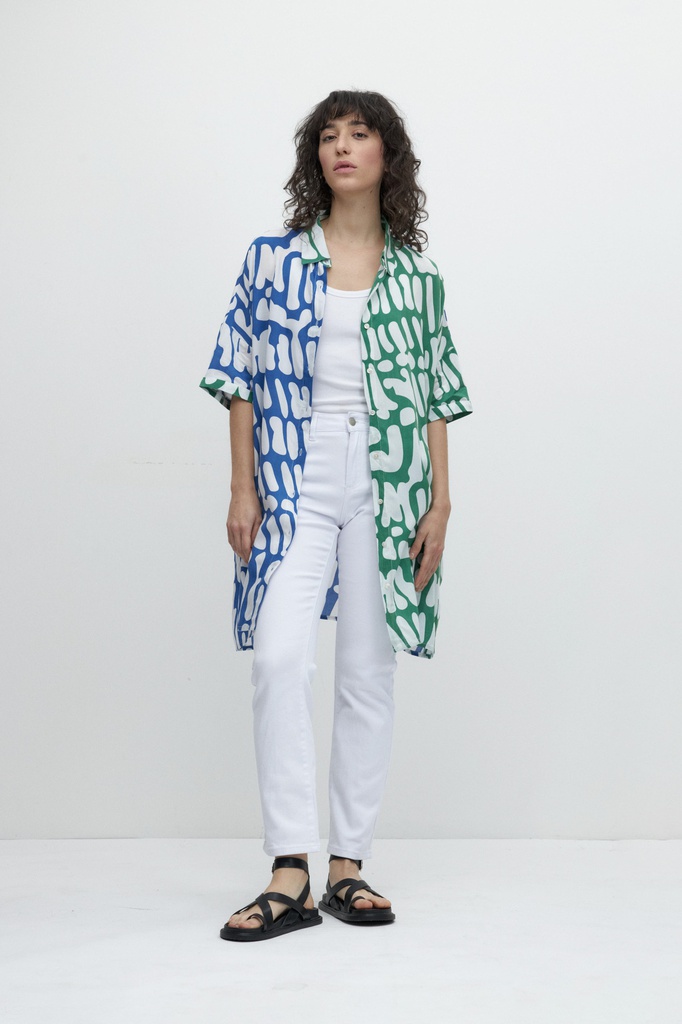 L157GDM16 VESTIDO CAMISERO ESTAMPA ABASTRACTA