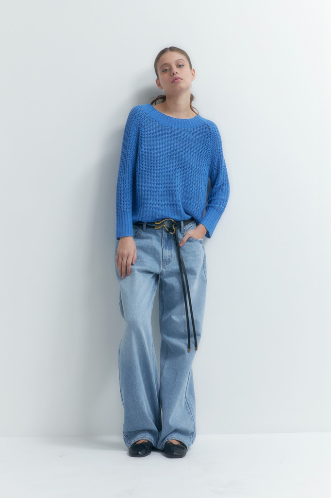 L155GKS7 SWEATER CINTA CON RUEDO CURVO
