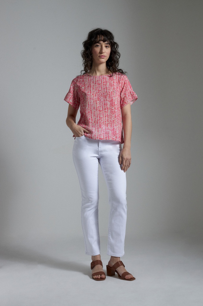 L156GBH6 BLUSA ESTAMPADA CON VOLADO