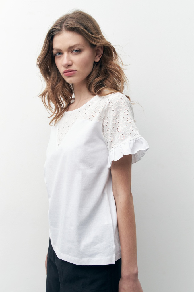 L157GTH2 REMERA COMBINADA CON BRODERIE