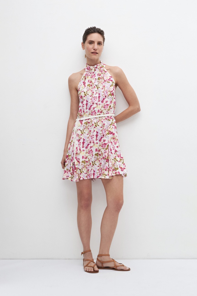 L157GDM8 VESTIDO HALTER ESTAMPA FLORAL