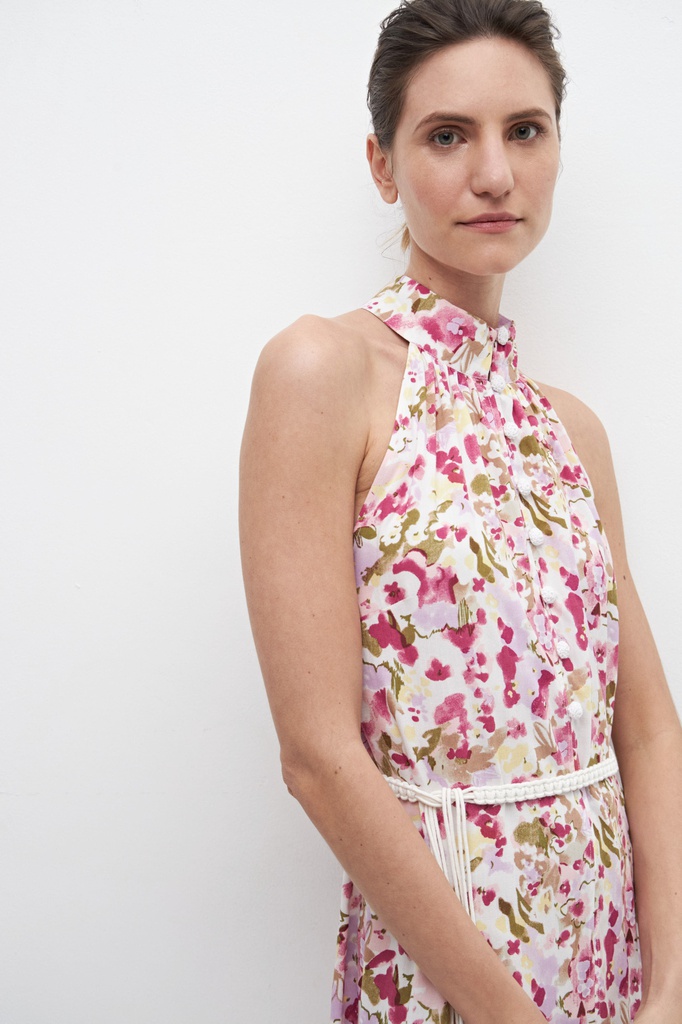L157GDM8 VESTIDO HALTER ESTAMPA FLORAL