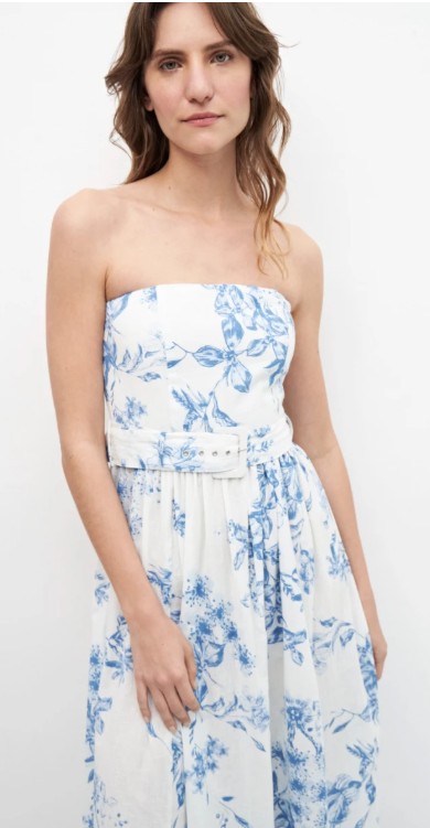L158GDX9 VESTIDO STRAPLESS CON ESTAMPA FLORAL