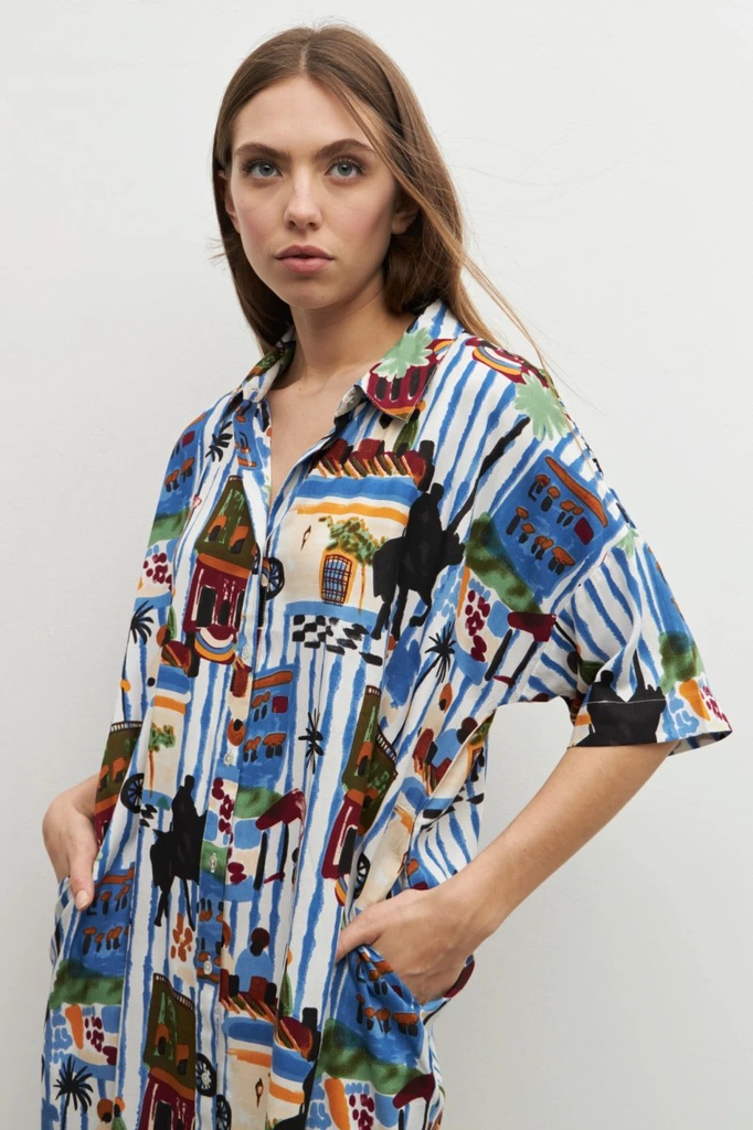 L158GDM10 VESTIDO CAMISERO ESTAMPADO