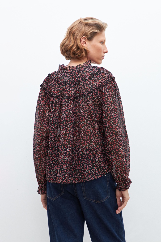 L160GBL4 BLUSA BOHO ESTAMPADA CON VOLADOS