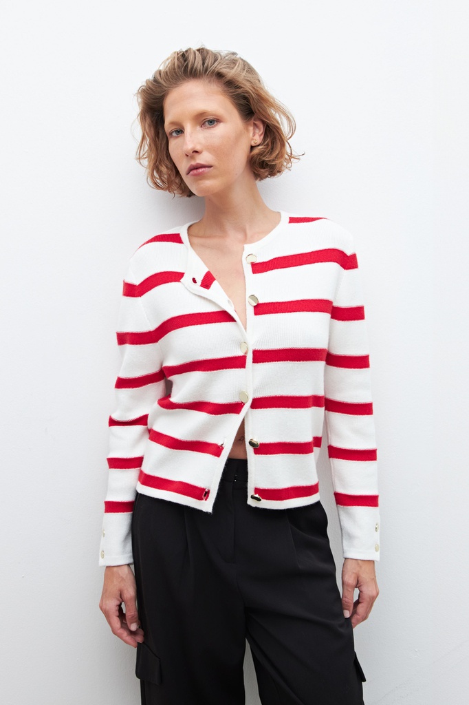 L160GKC2 CHAQUETA TEJIDA RAYADA