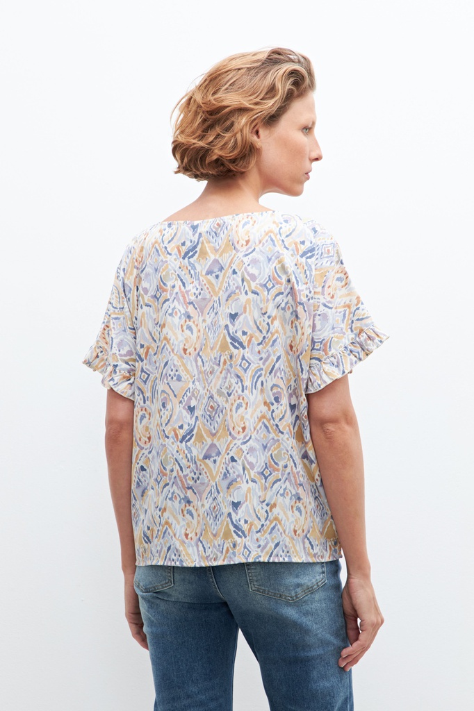 L160GBH4 BLUSA ESTAMPADA CON VOLADOS