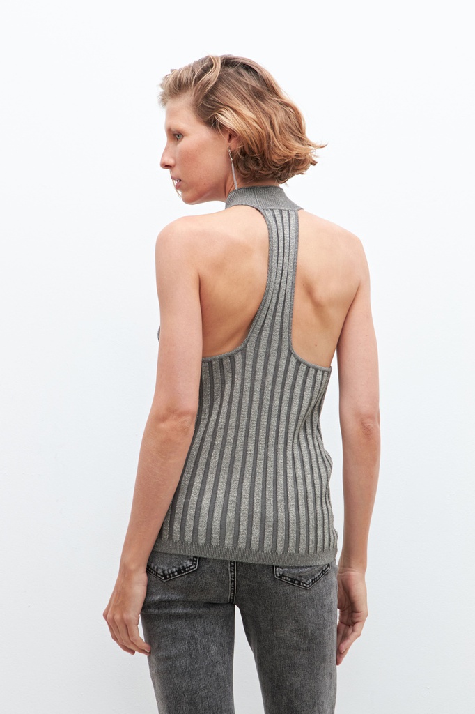 L160GKS18 TOP HALTER TEJIDO LUREX