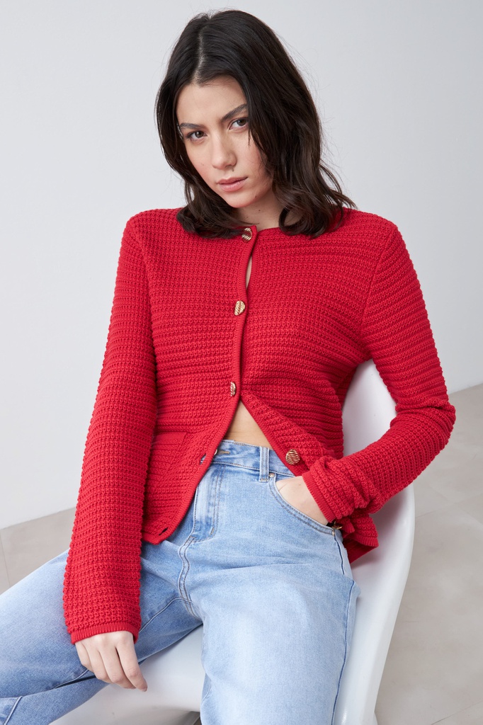 L165GKC3 CHAQUETA TEJIDA CON BOTONES METALICOS