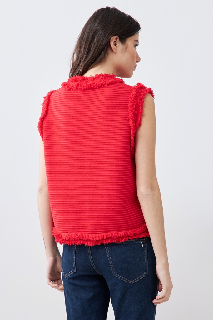 L165GKV3 CHALECO TEJIDO CON DESFLECADO