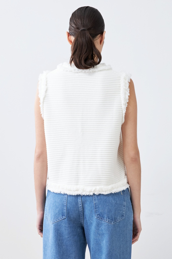 L165GKV3 CHALECO TEJIDO CON DESFLECADO