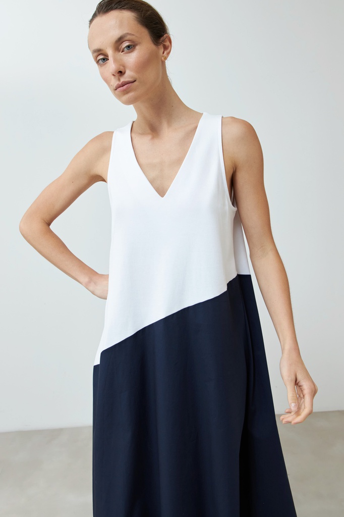 L168GDX11 MAXI VESTIDO BICOLOR
