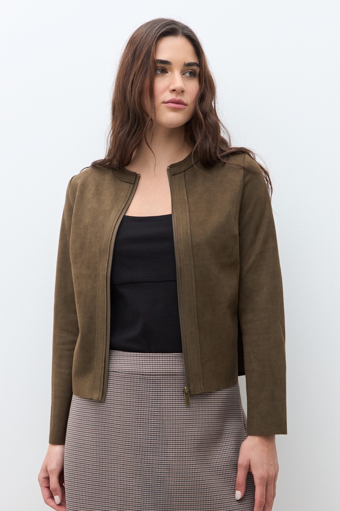 L170GOJ3 CHAQUETA SIMIL GAMUZA CON CIERRE