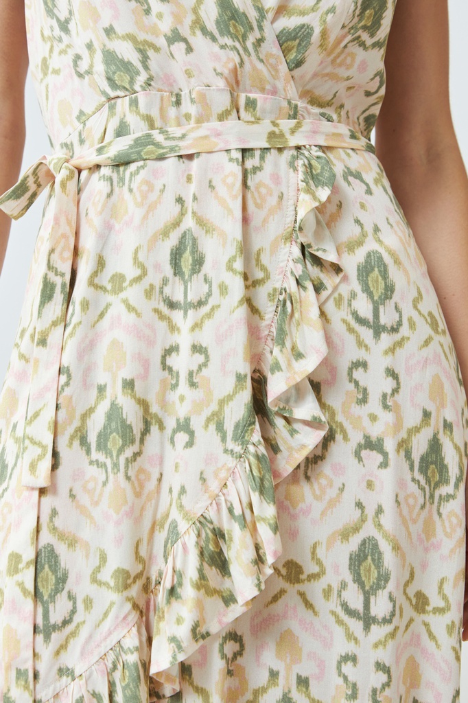 L168GDM9 VESTIDO ESTAMPADO CRUZADO CON VOLADOS