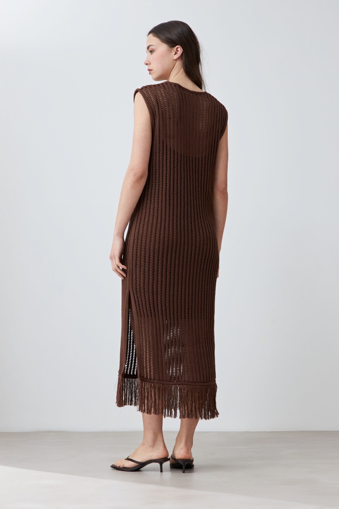 L168GKD1 VESTIDO CALADO CON FLECOS
