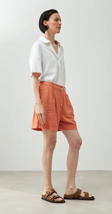 L168GPH6 SHORT DE LINO CON PINZAS