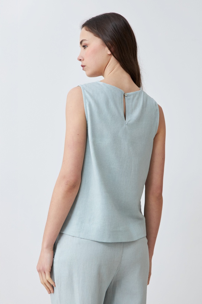 L167GBS7 BLUSA DE LINO CON EFECTO DESFLECADO