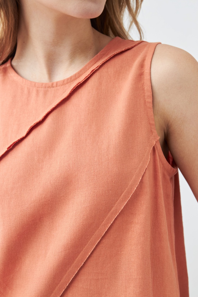 L167GBS7 BLUSA DE LINO CON EFECTO DESFLECADO