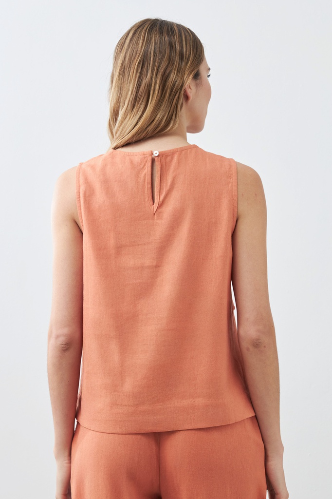 L167GBS7 BLUSA DE LINO CON EFECTO DESFLECADO