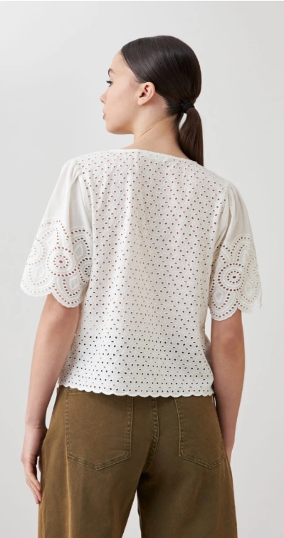 L167GBH4 BLUSA DE BRODERIE CON LAZOS