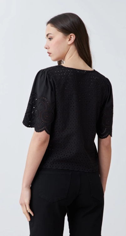 L167GBH4 BLUSA DE BRODERIE CON LAZOS