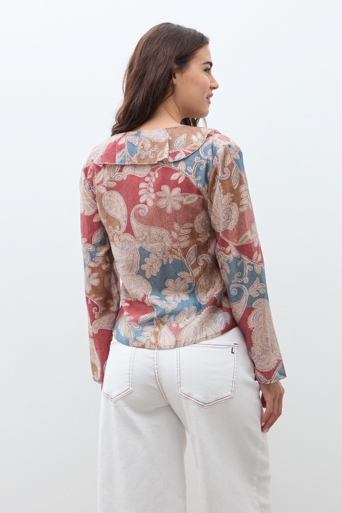 L170GBL4 BLUSA ESTAMPA PAISLEY CON VOLADOS