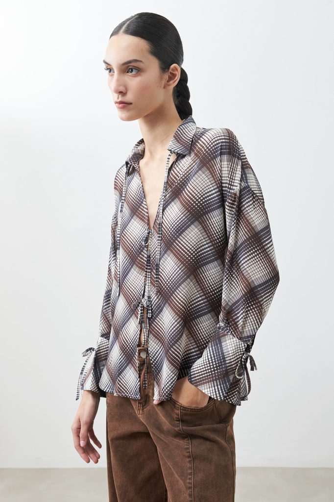 L165GBL9 CAMISA ESCOCESA CON LAZOS