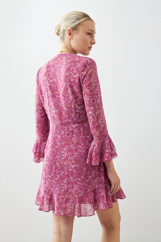 L165GDM4 VESTIDO ESTAMPADO CON VOLADOS