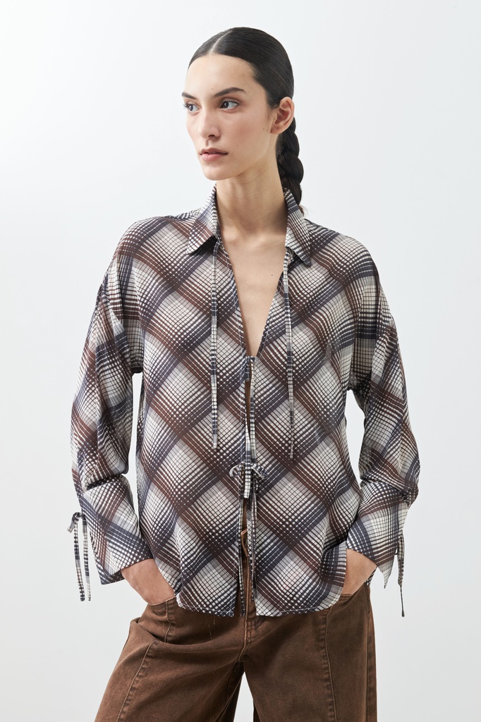 L165GBL9 CAMISA ESCOCESA CON LAZOS