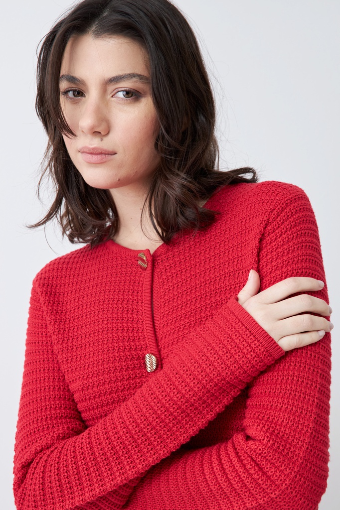 L165GKC3 CHAQUETA TEJIDA CON BOTONES METALICOS