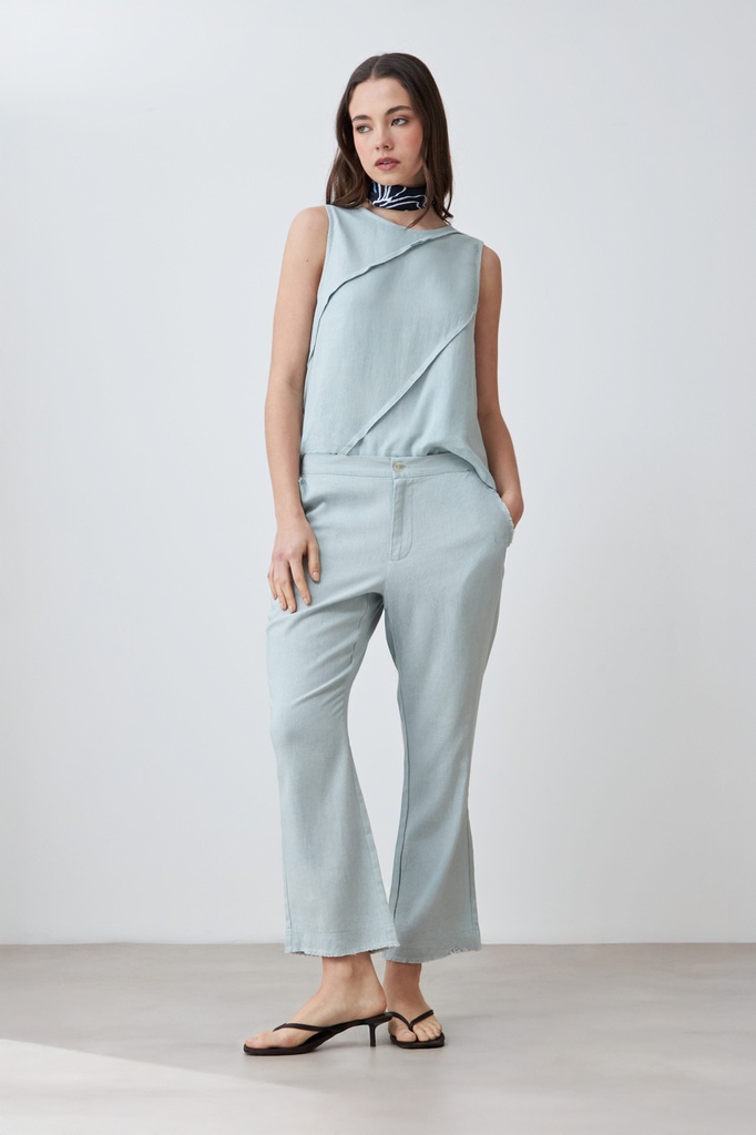 L167GBS7 BLUSA DE LINO CON EFECTO DESFLECADO