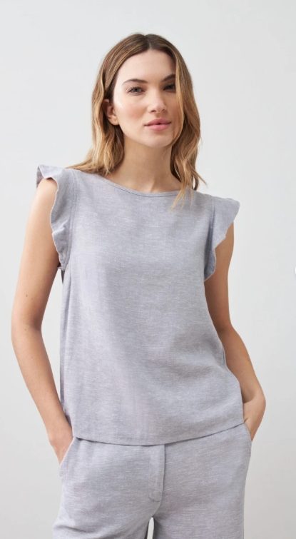 L167GBS8 BLUSA DE LINO CON VIVO METALICO