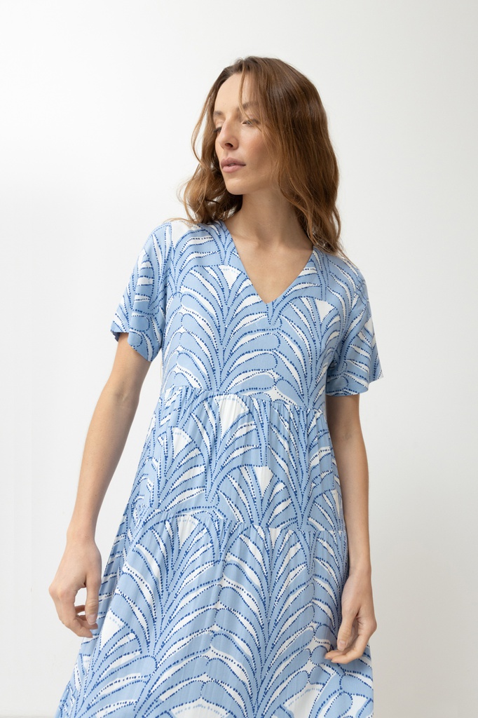 L168GDX14 MAXI VESTIDO MANGA CORTA ESTAMPADO