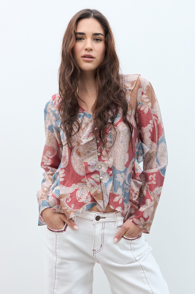 L170GBL4 BLUSA ESTAMPA PAISLEY CON VOLADOS