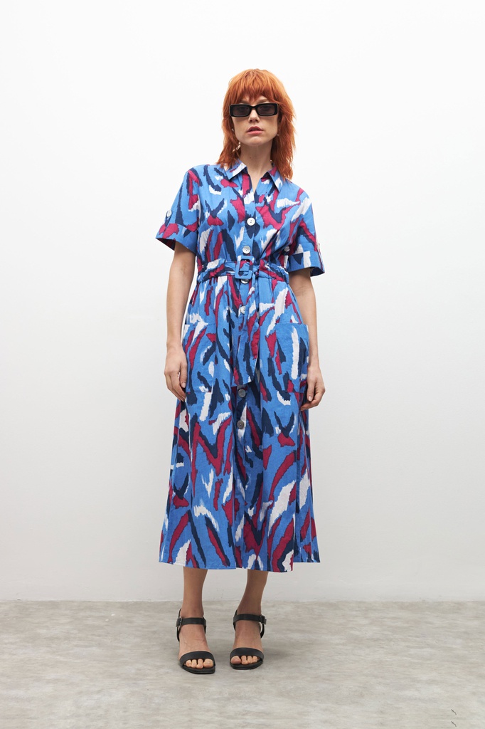 L155GDX1 VESTIDO ESTAMPADO CAMISERO CON CINTO