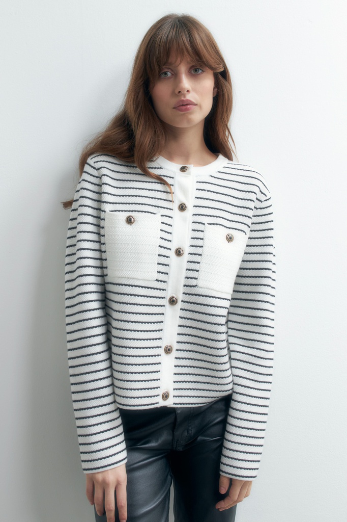 L155GKC6 CHAQUETA TEJIDA RAYADA