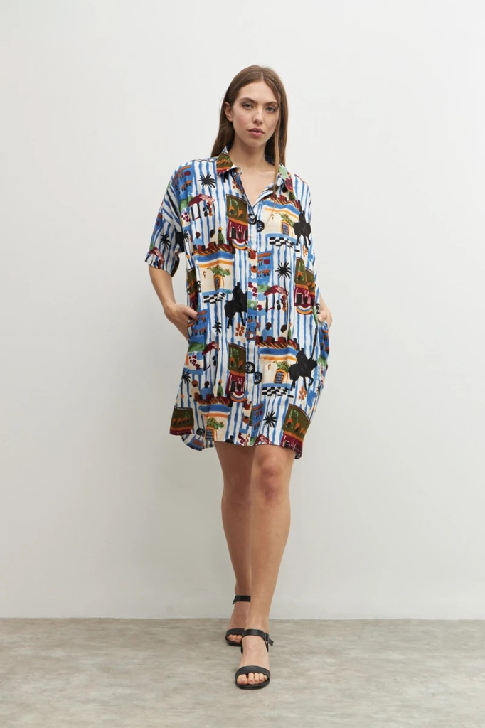 L158GDM10 VESTIDO CAMISERO ESTAMPADO