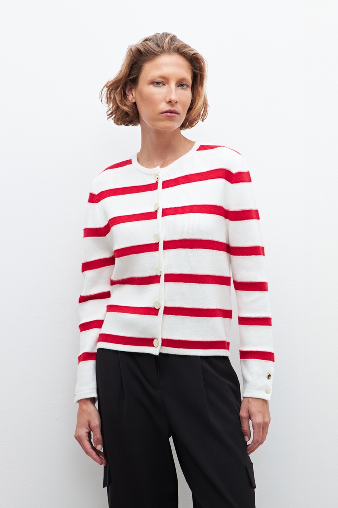 L160GKC2 CHAQUETA TEJIDA RAYADA