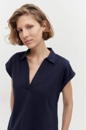 L150GTH5 REMERA ESCOTE EN V CON CUELLO CAMISERO