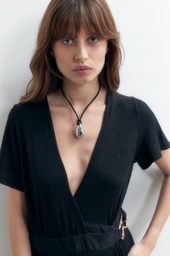 L155AJN1 COLLAR CON CORDON Y DIJE ACERO CON STRASS