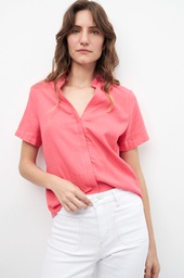L158GBH7 BLUSA DE LINO CON VOLADOS