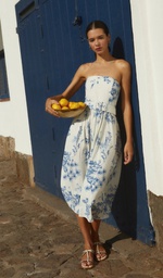 L158GDX9 VESTIDO STRAPLESS CON ESTAMPA FLORAL