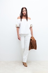L160GBH10 BLUSA BARDOT CON BORDADOS