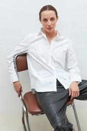 L162GBL4 CAMISA CON STRASS Y PERLAS
