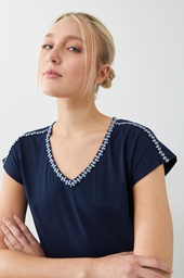 L165GTH14 REMERA BORDADA ESCOTE EN V